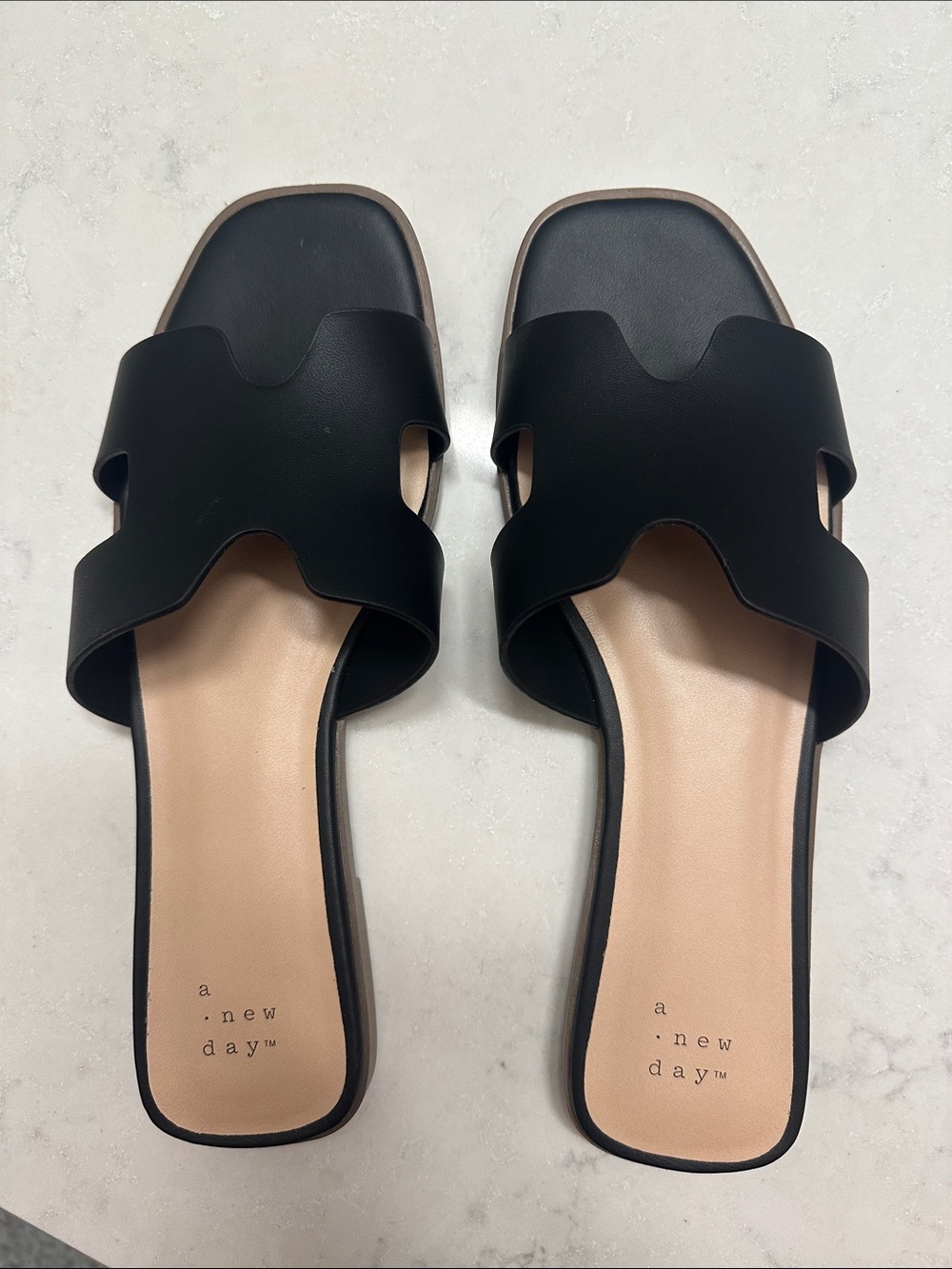 a new day Black Cutout Slide Sandals for Women